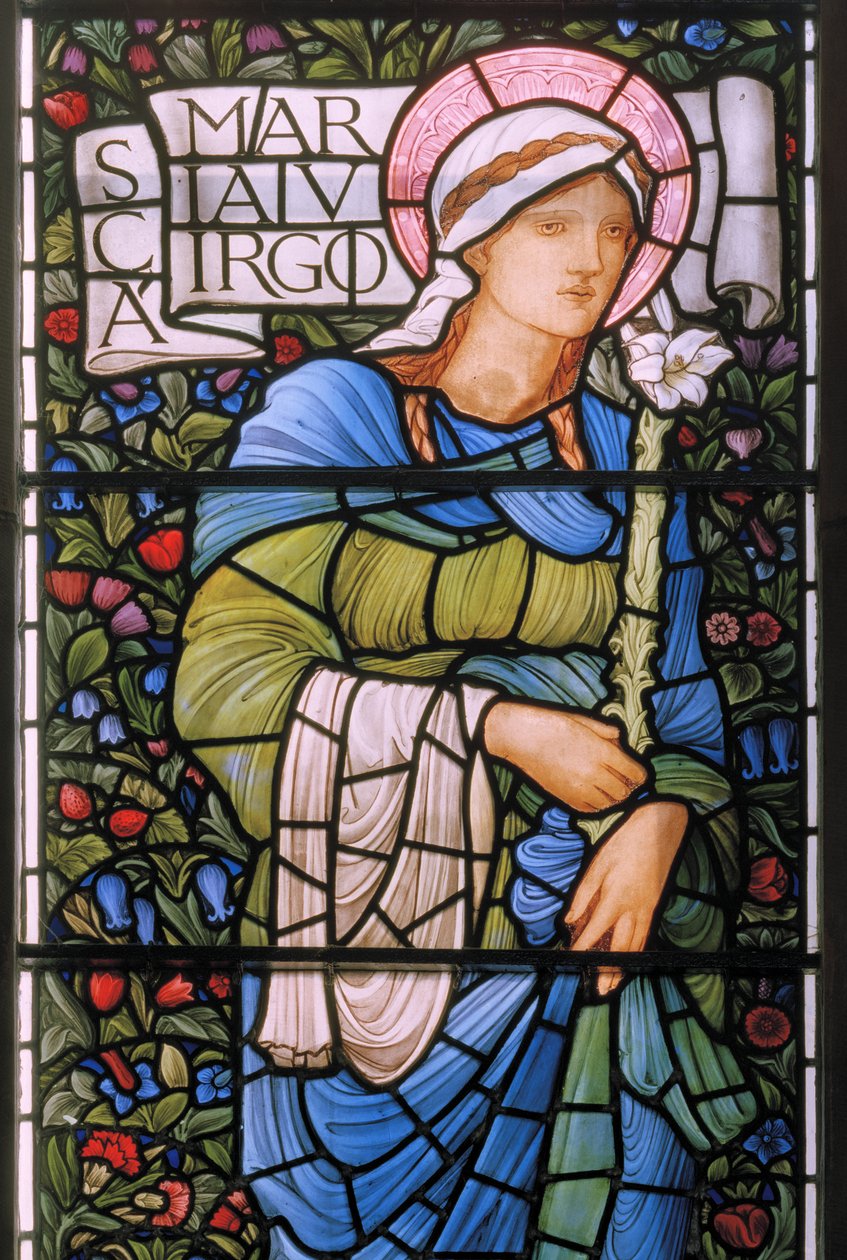 Jungfru Maria, östfönster, 1880 (målat glas) av Edward Burne Jones
