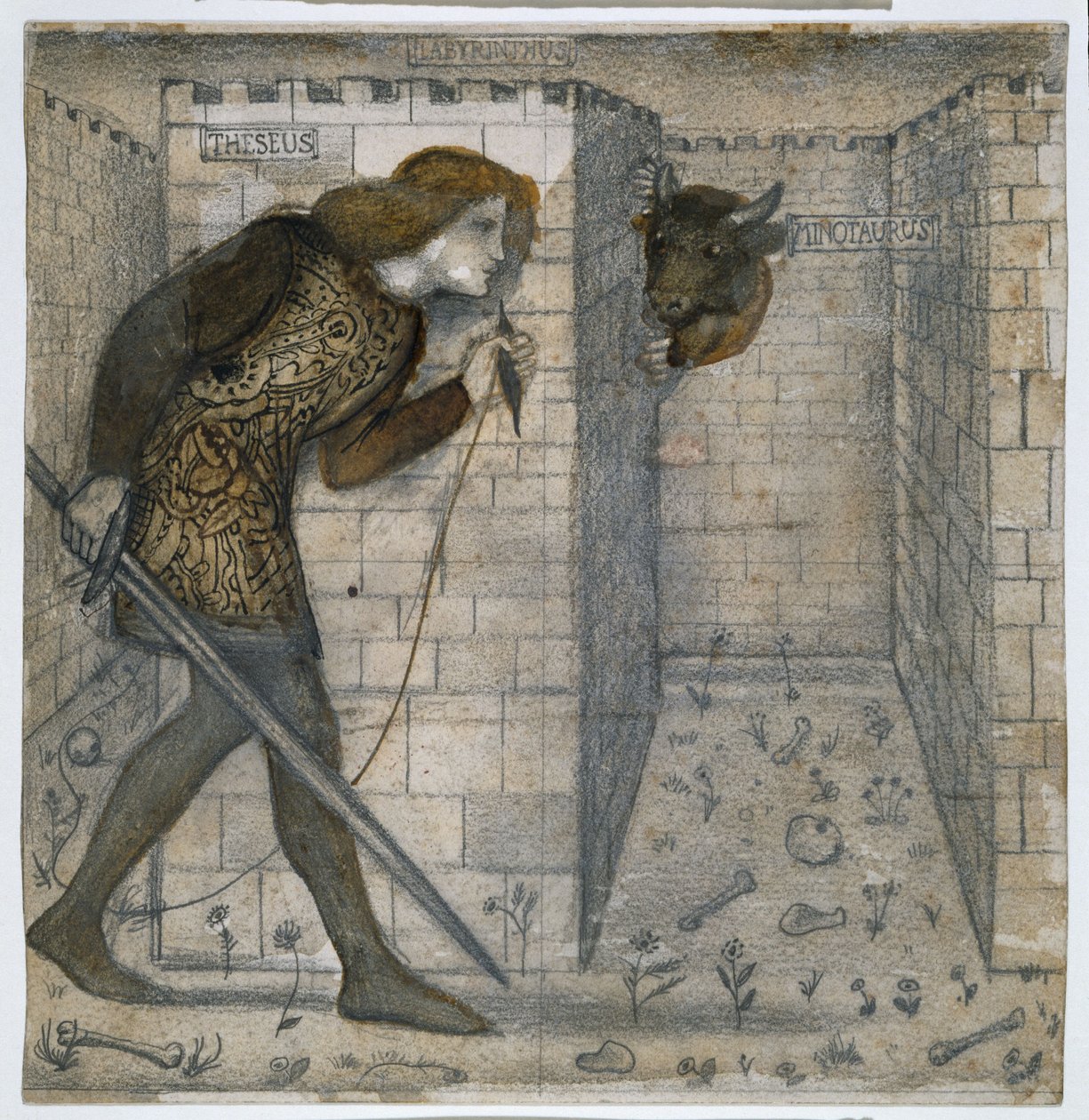 Theseus och Minotauren i labyrinten av Edward Burne Jones