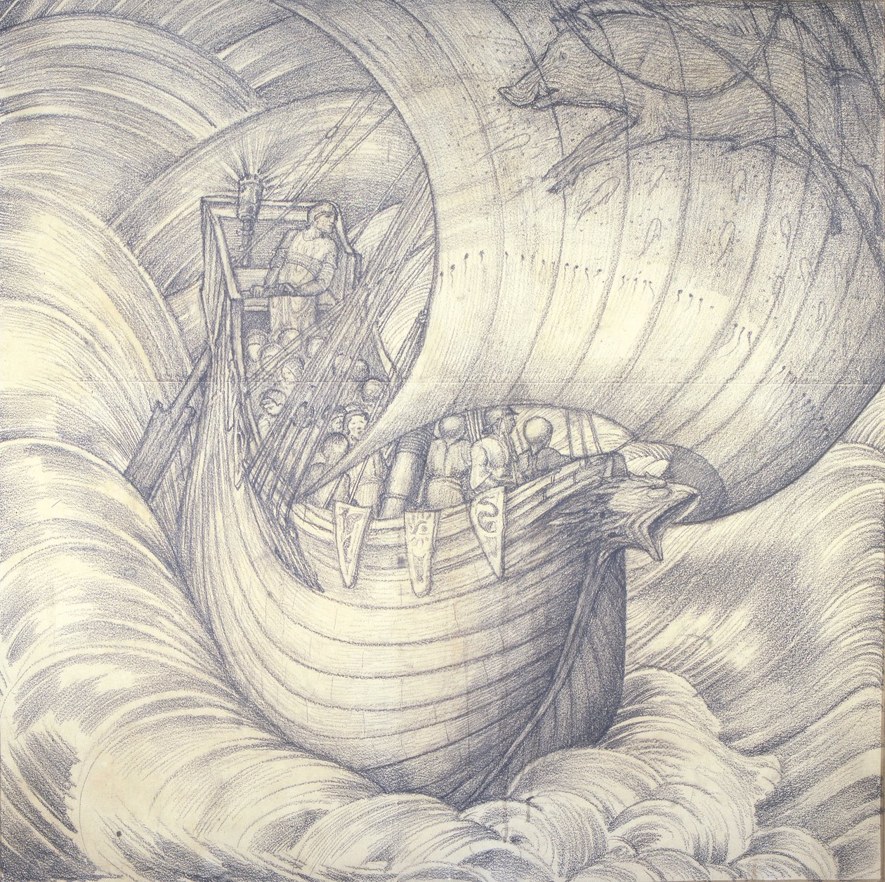 Voyage to Vinland the Good, 1884 (krita på papper) av Edward Burne Jones