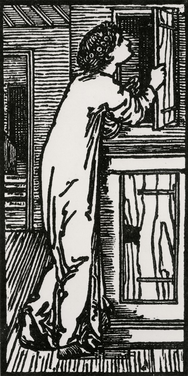 Psyche ser in i skåpet, 1866 av Edward Coley after Burne Jones
