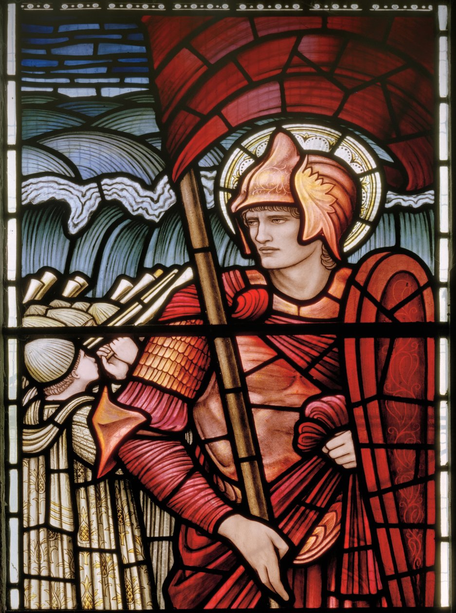 Wilden, All Saints, Morris & Co., Edward Burne-Jones, John Henry Dearle (1859-1932), Joshua, detalj, 1902-1914, Louisa, Alfred, The Baldwins, premiärminister, metodist, Worcestershire, Arts & Crafts, av Edward Coley and Dearle Burne Jones