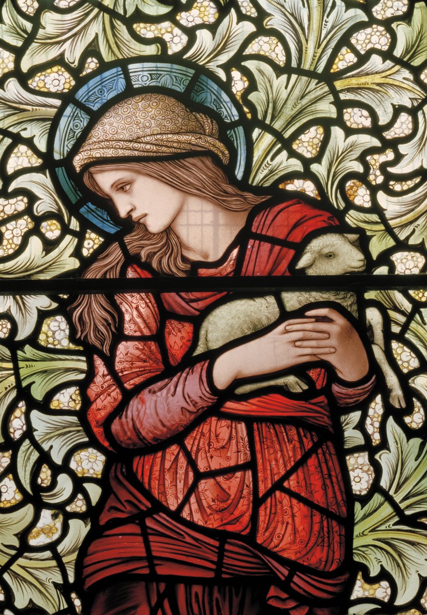 Wilden, All Saints, Morris & Co., Edward Burne-Jones, John Henry Dearle (1859-1932), St Agnes, detalj, 1902-1914, Louisa, Alfred, The Baldwins, premiärminister, metodist, Worcestershire, Arts & Crafts av Edward Coley and Dearle Burne Jones