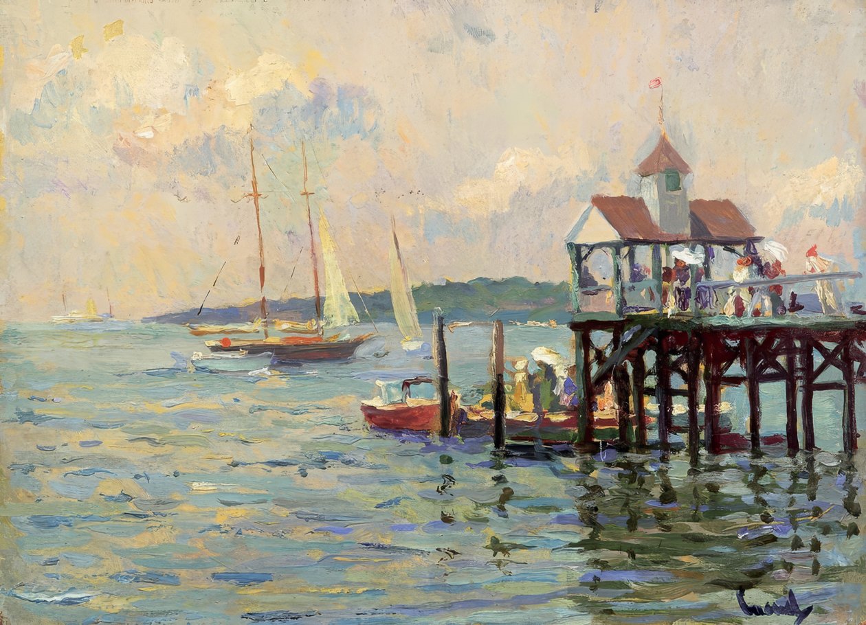 Brygga på sjön av Edward Cucuel