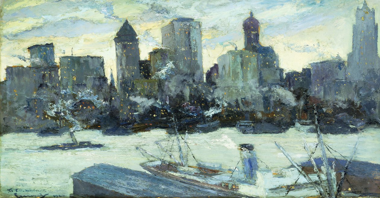 New Yorks hamn på vintern av Edward Cucuel