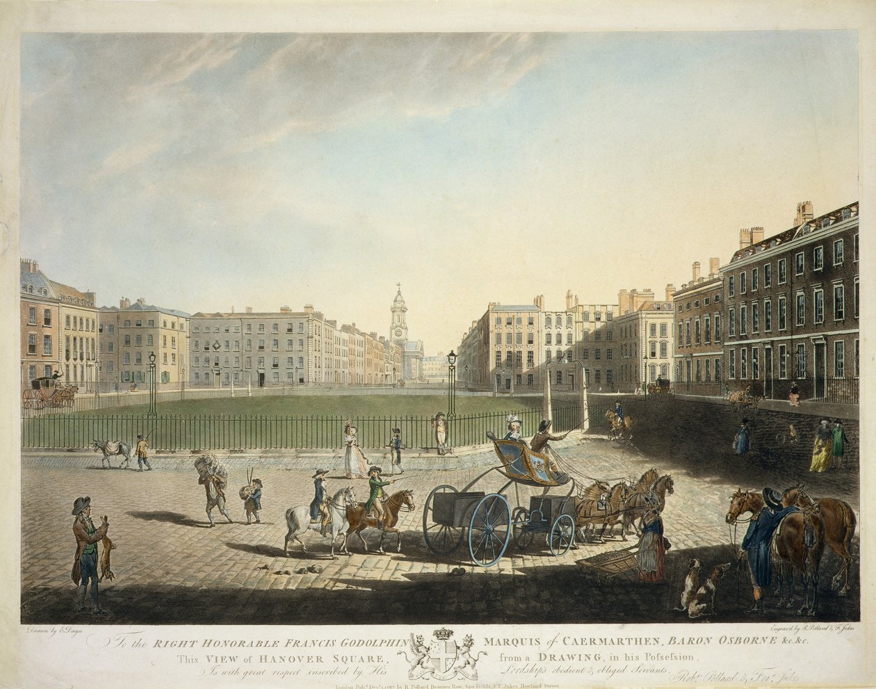 Hannover Square, graverad av Robert Pollard (1755-1838) och Francis Jukes (1747-1812) 1787 (se även 20864) av Edward Dayes