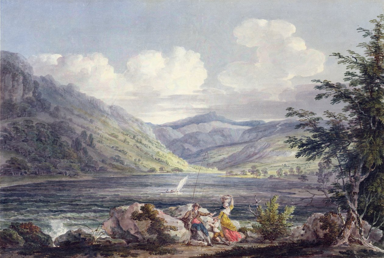 Haweswater, Westmoreland, ca 1795 (wc över grafit på vävt papper) av Edward Dayes