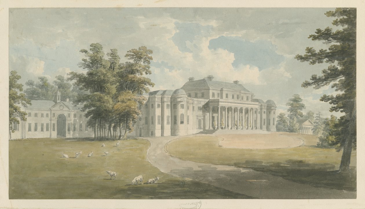 Shugborough Hall: akvarellmålning och [?sent 1700-tal] av Edward Dayes