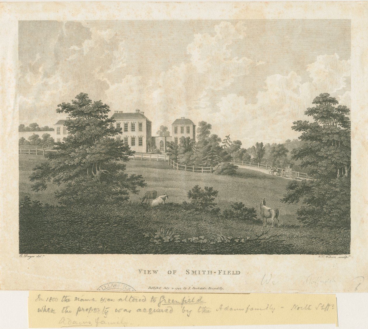 Wolstanton - "View of Smith-Field": gravyr, nd [c 1794] av Edward Dayes