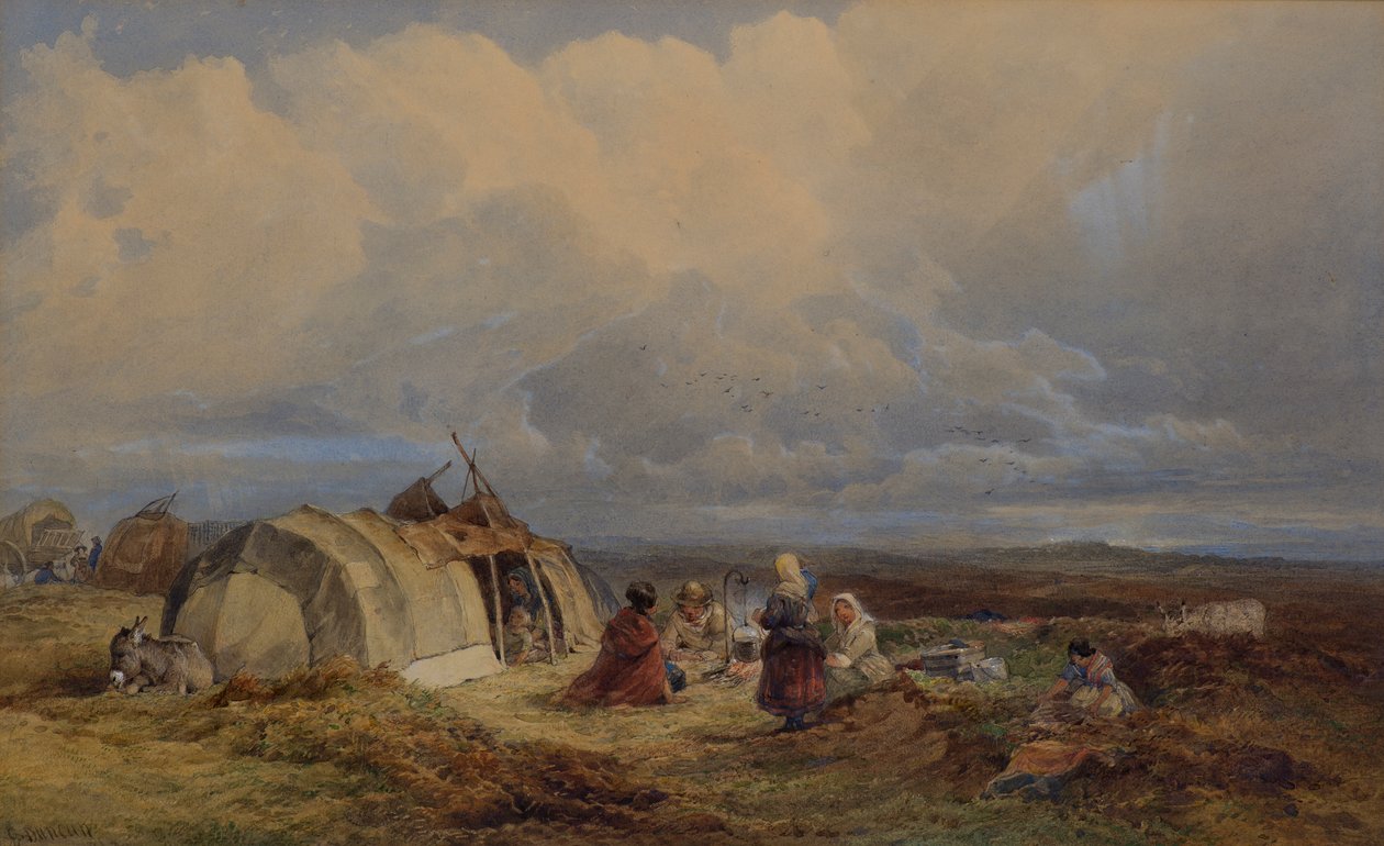 Gipsy Encampment, ca 1863 (akvarell) av Edward Duncan
