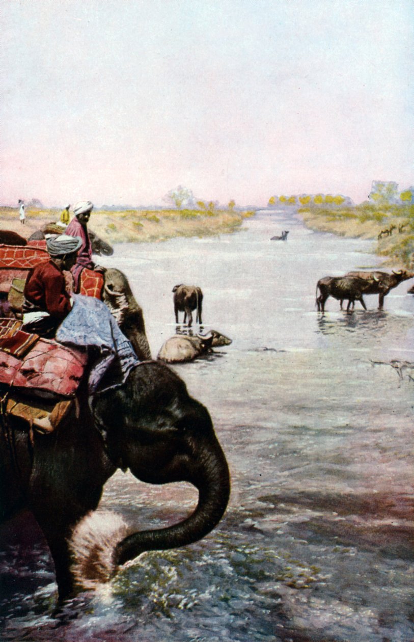 Flodscenen, centrala Indien, c1930-talet av Edward E Long