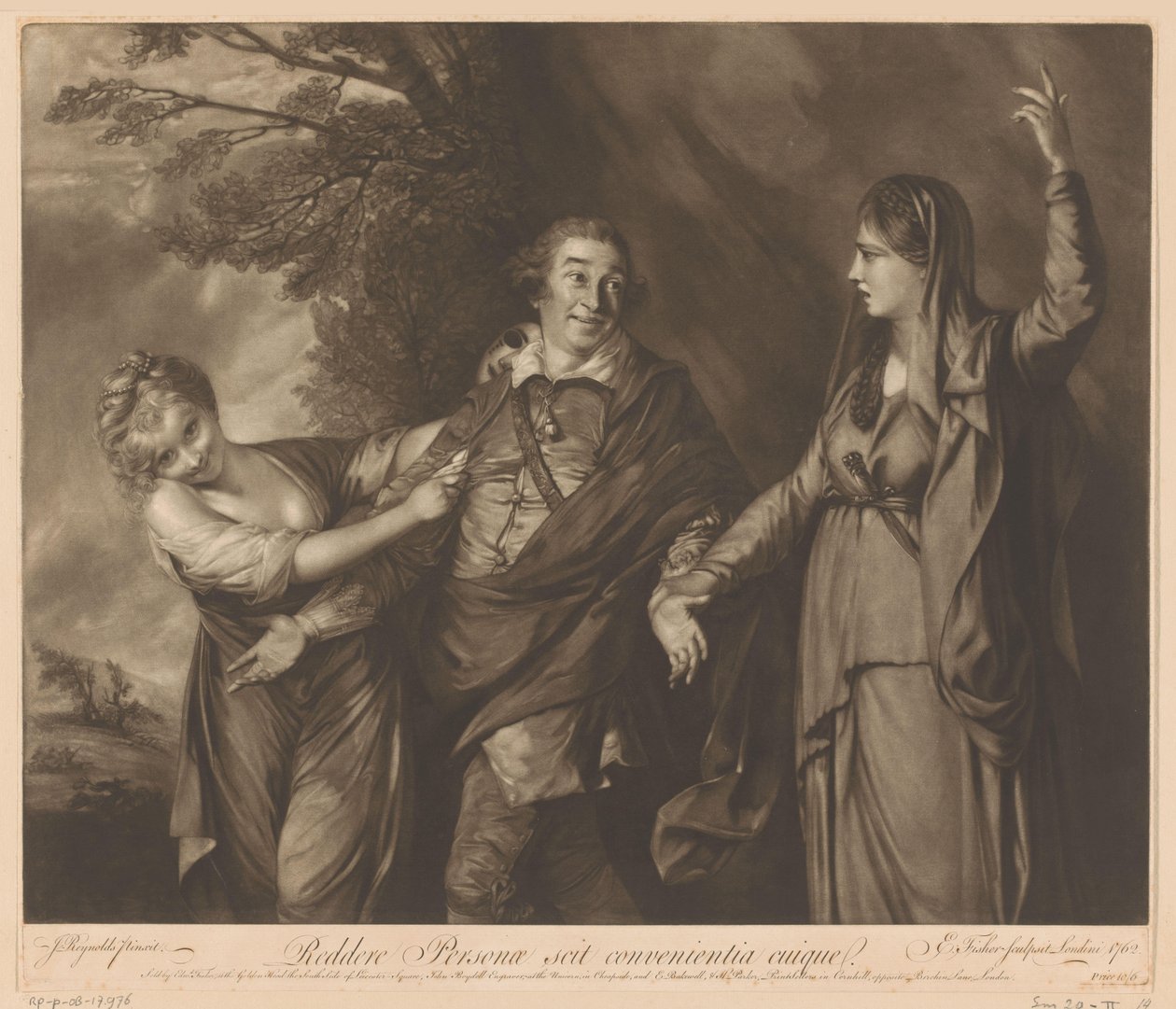 Porträtt av David Garrick mellan komedi och tragedi av Edward Fisher