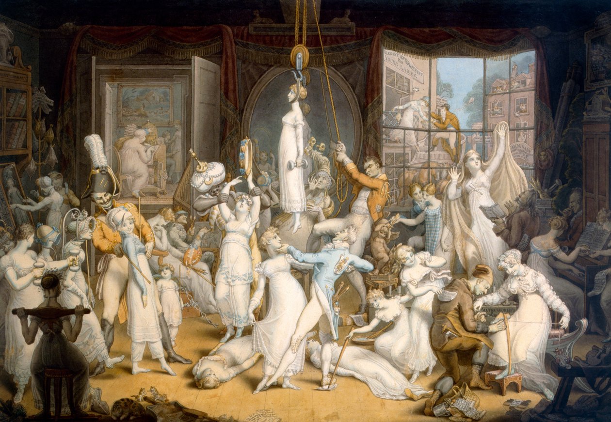 En elegant anläggning för unga damer (akvarell på papper) av Edward Francis Burney