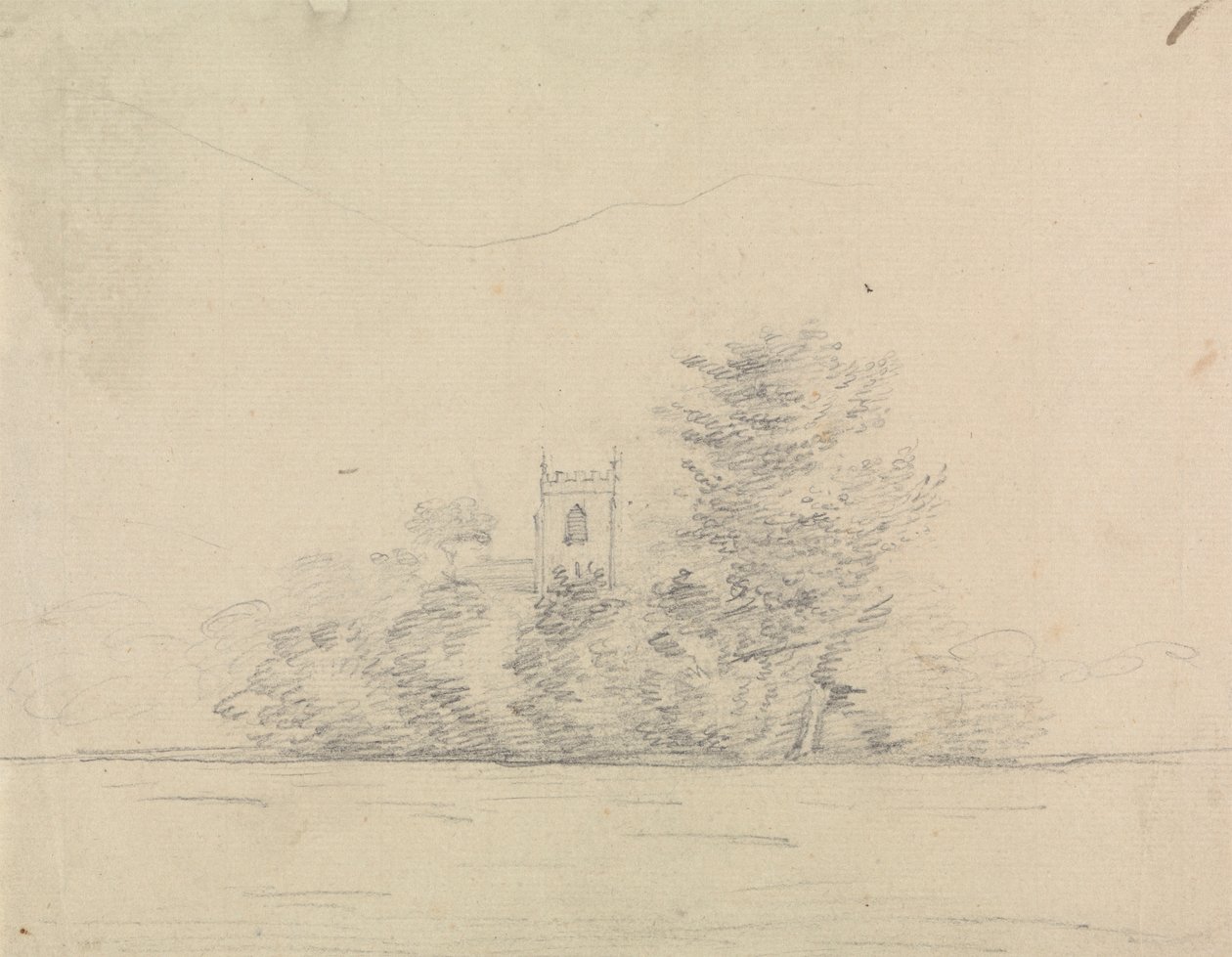 Landskap med kyrkan av Edward Francis Burney