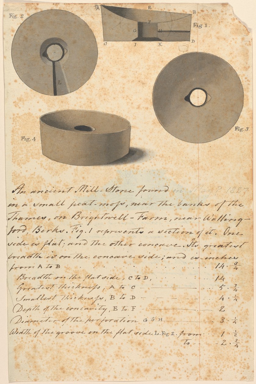 Studie av antik romersk kvarnsten (?) av Edward Francis Burney