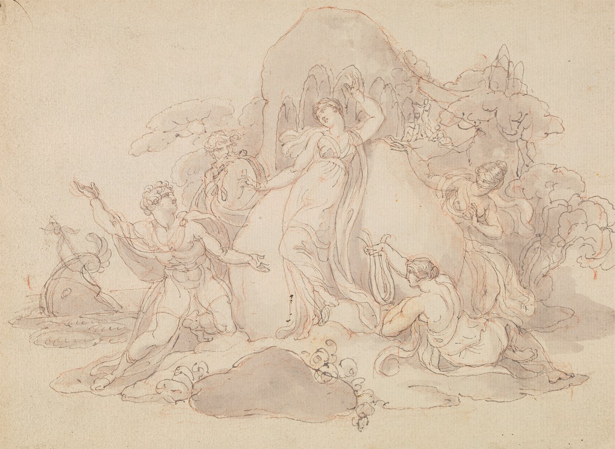 Telemachus och mentor landar på ön Calypso av Edward Francis Burney
