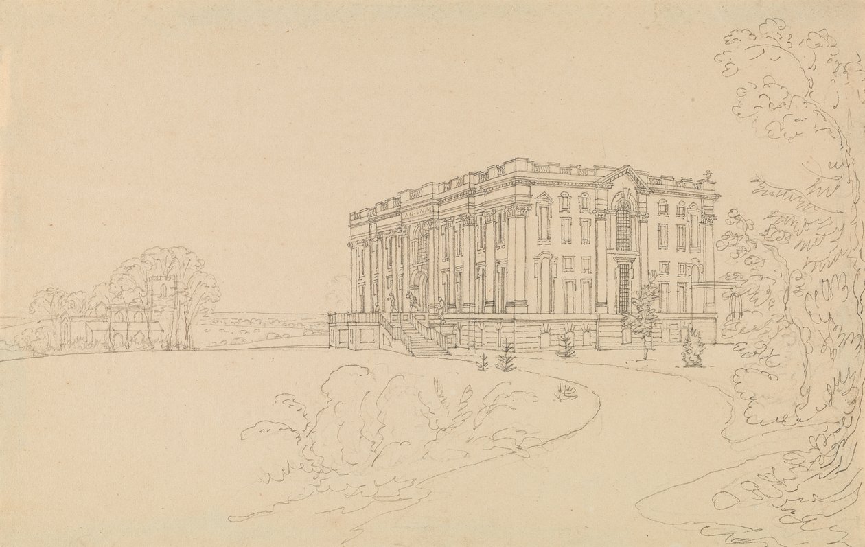 Vy över Easton Neston, Northants av Edward Francis Burney