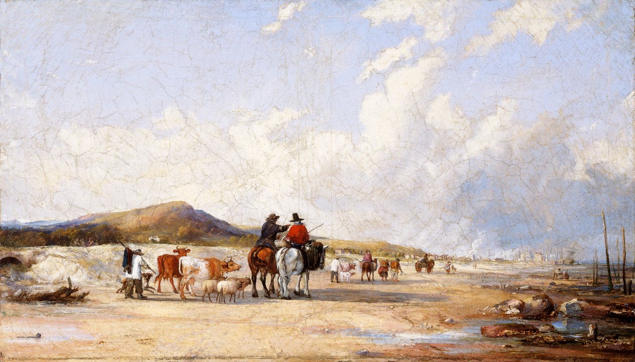 "Crossing the sands to Swansea market", c1850-tal av Edward Francis Drew Pritchard