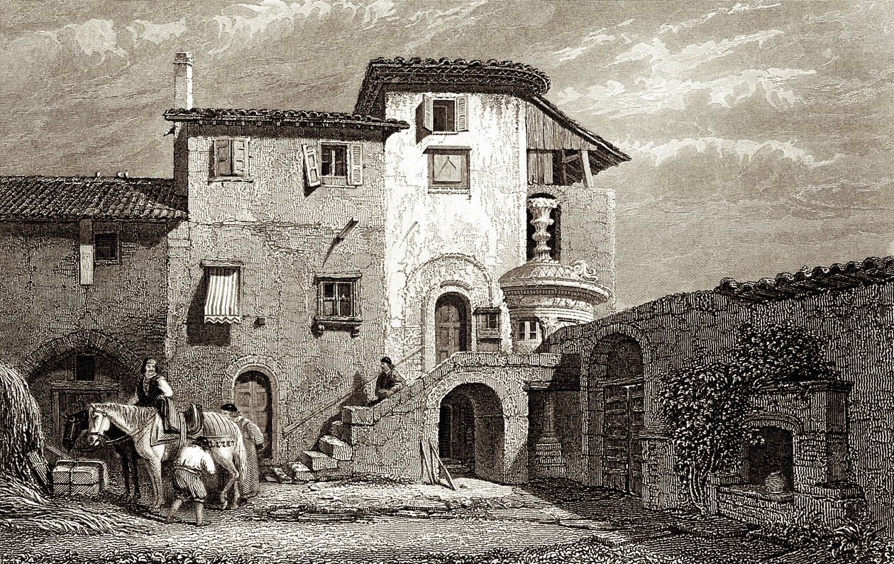 Lord Byrons bostad 1811 (gravyr) av Edward Francis Finden