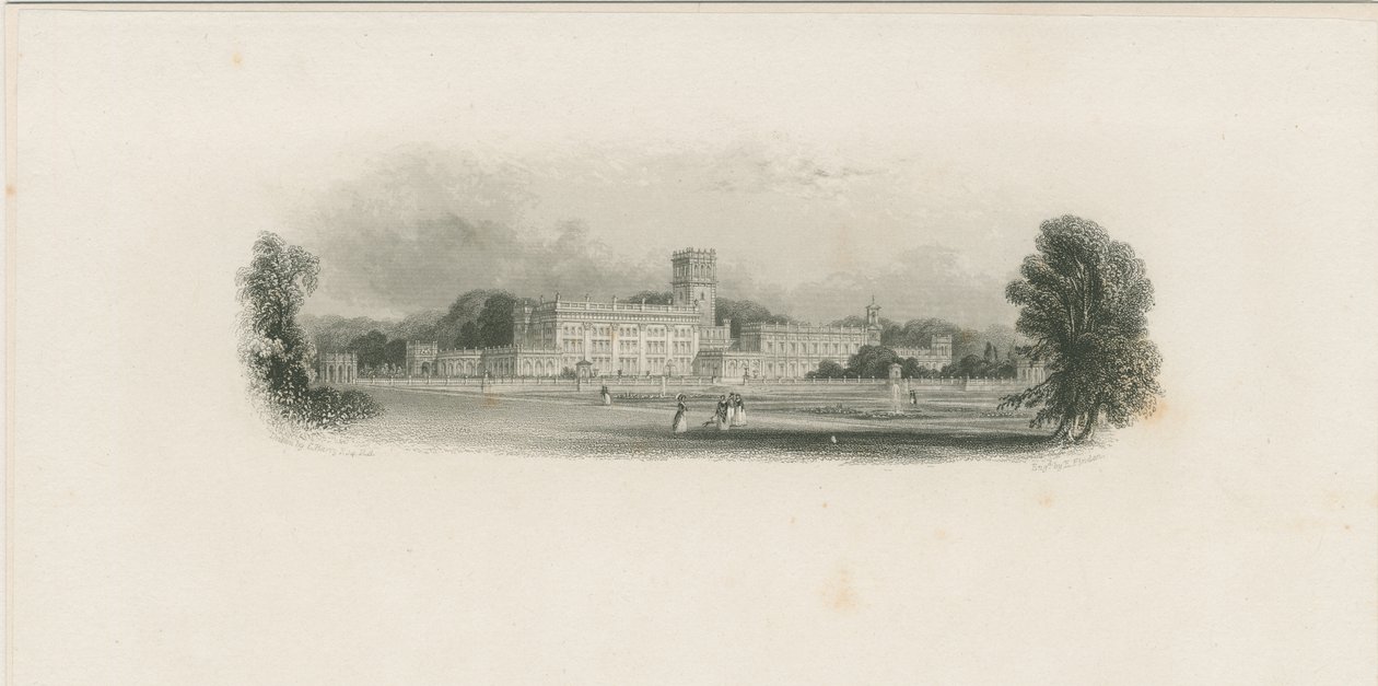 Trentham Hall: stålgravyr och [?mitten av 1800-talet] (tryck) av Edward Francis Finden