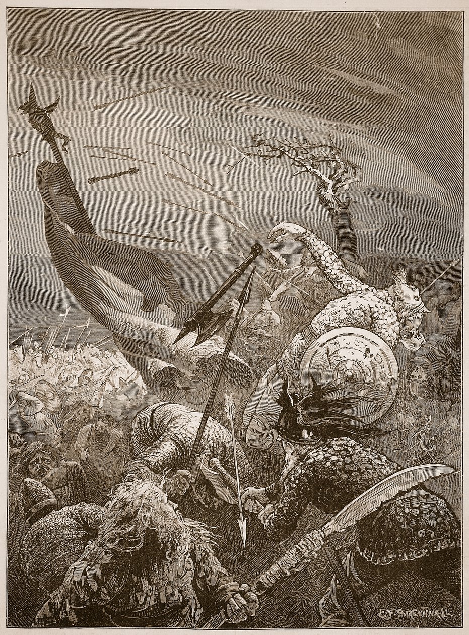 Death of Harold at the Battle of Hastings, illustration från "Cassell