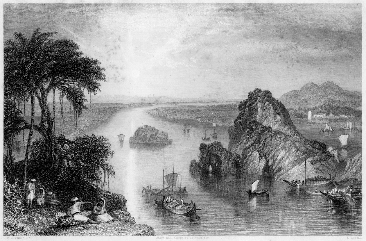 Stenar vid Colgong på Ganges, Indien, 1838 av Edward Goodall