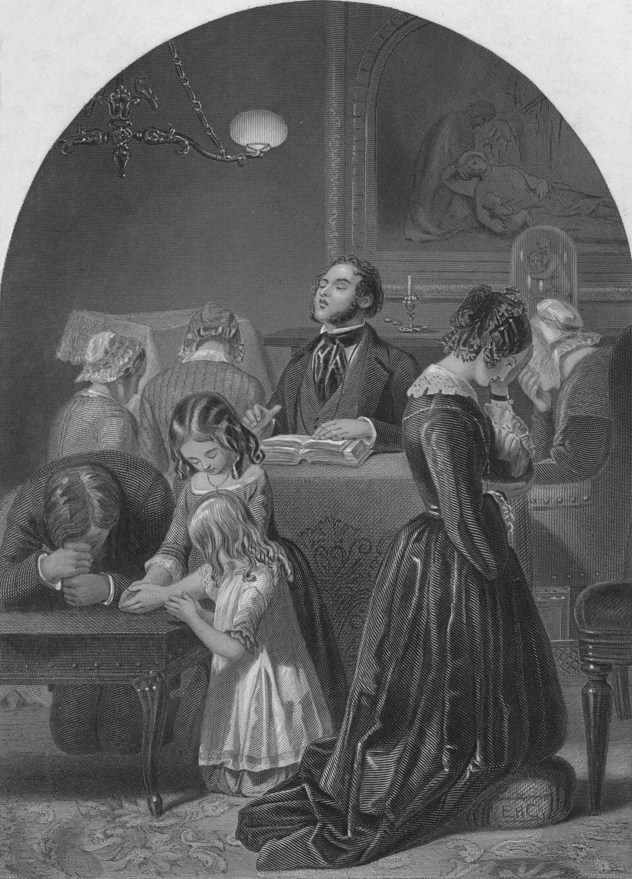 Familjegudstjänst, c1870 av Edward Henry Corbould