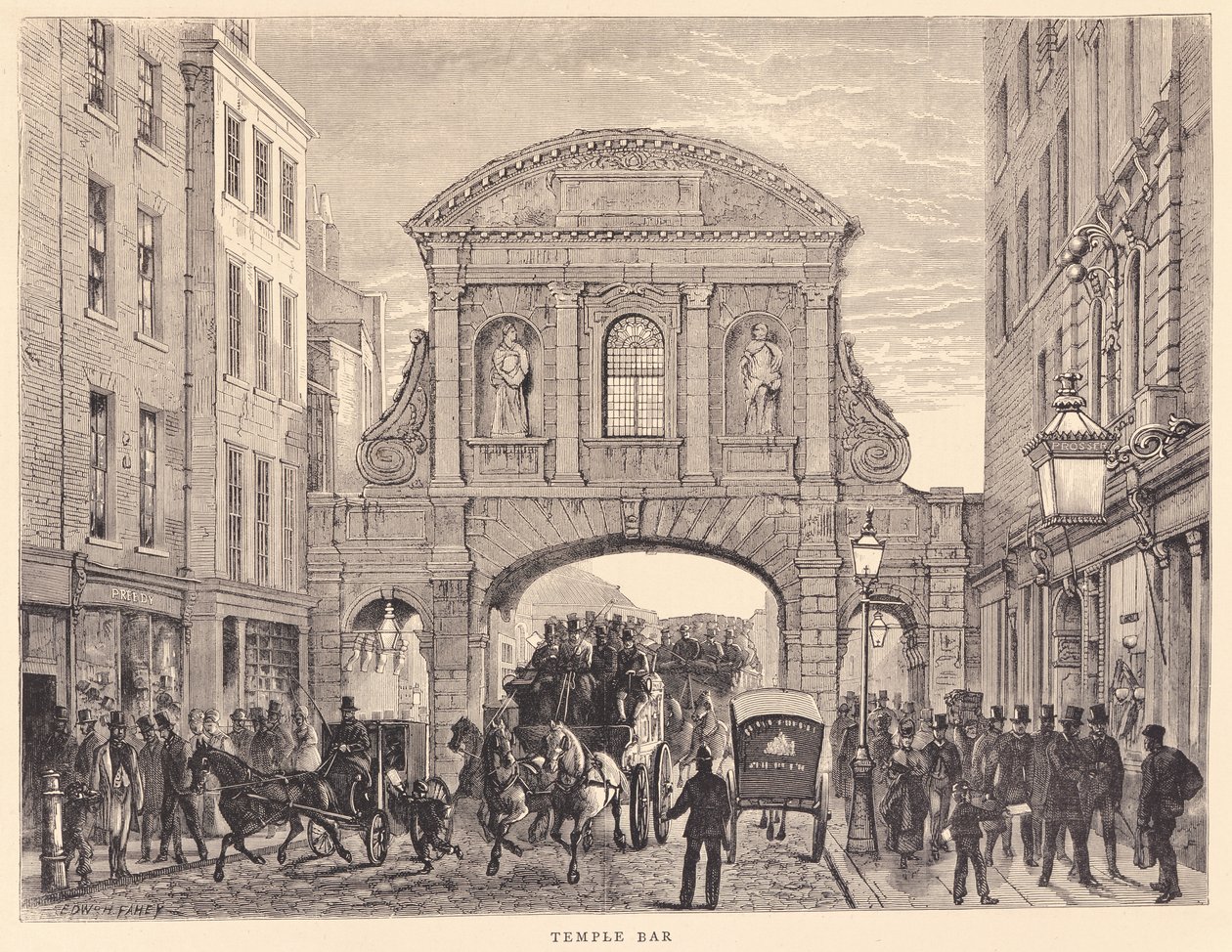 Temple Bar i Fleet Street, ca 1870 av Edward Henry Fahey