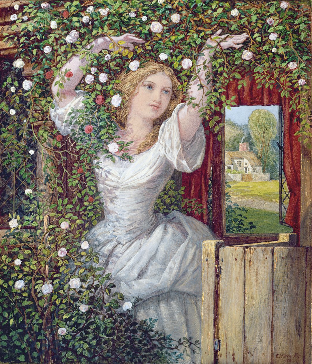 Trädgårdsmästarens dotter, 1860 (wc på papper på papp) av Edward Henry Wehnert