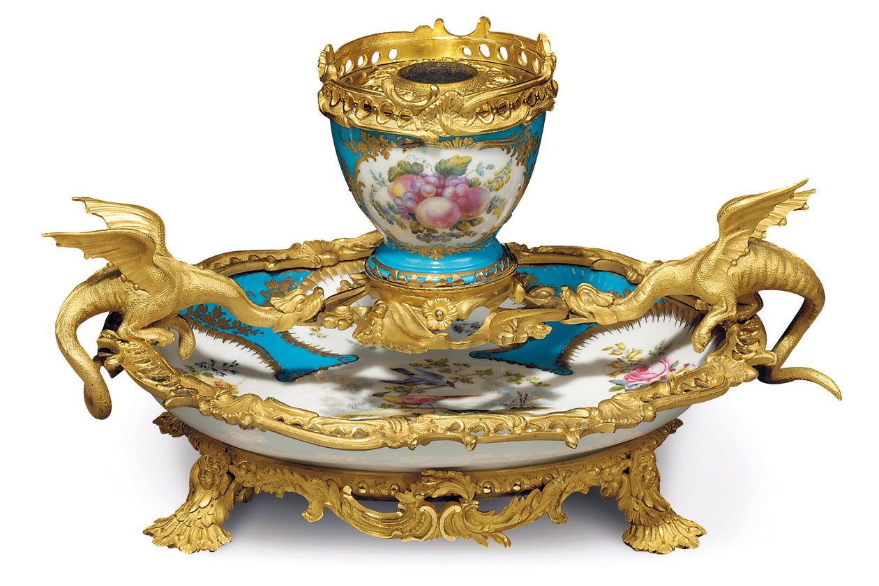 En William IV Sevres-stil turkos markencrier, porslin troligen 1700-talet, ormolu c.1835-40 av Edward Holmes Baldock