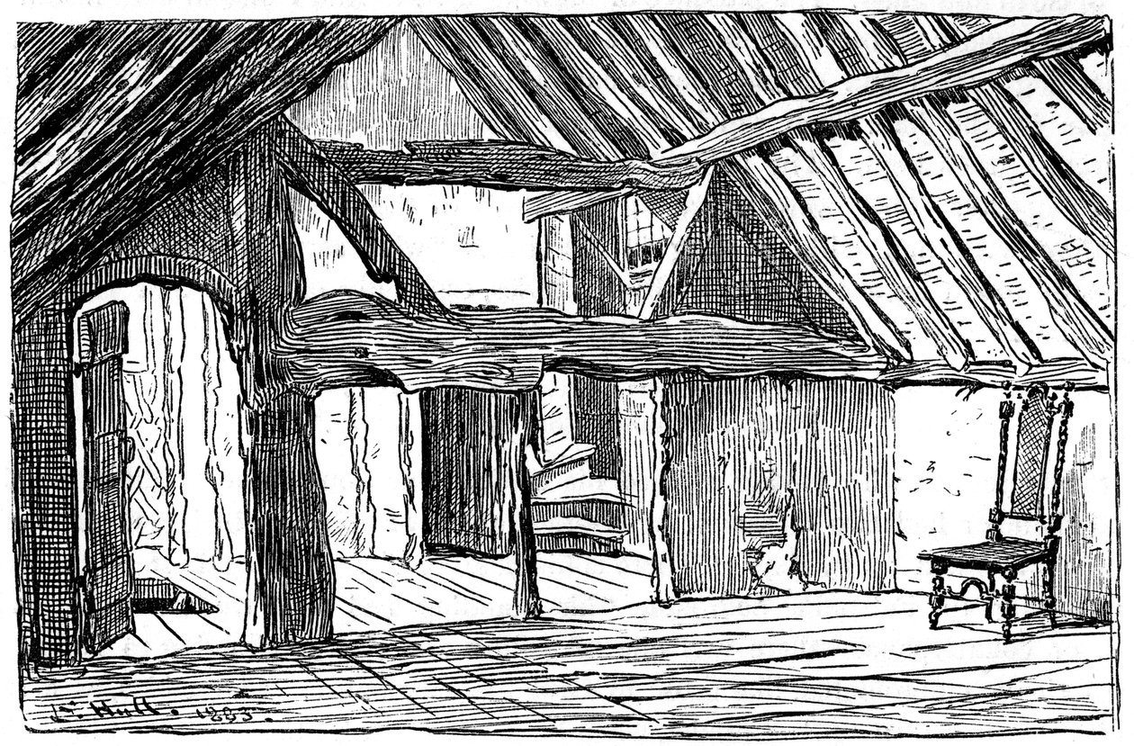 Den övre berättelsen om Shakespeares födelseplats, Stratford-upon-Avon, 1885. av Edward Hull