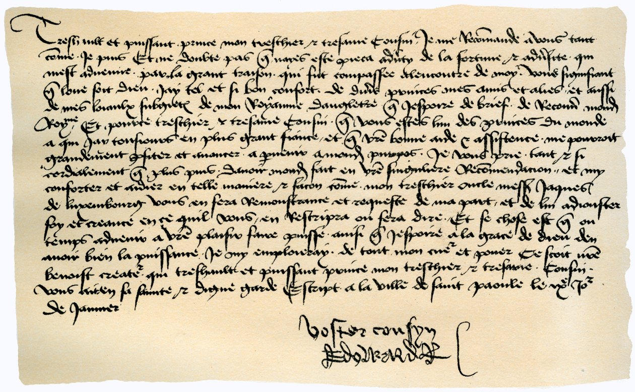 Brev från Edvard IV till Frans II, hertig av Bretagne, 9 januari 1471. av Edward IV King of England
