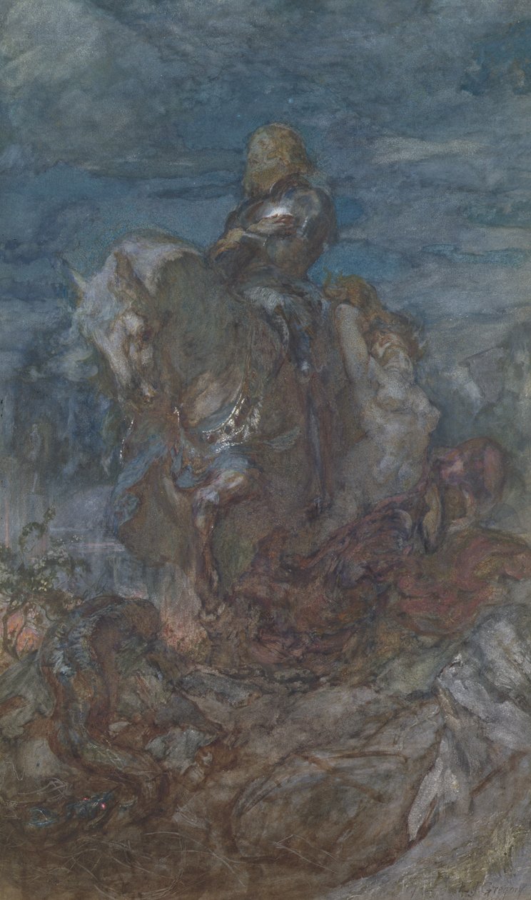 Sir Galahad (wc och gouache på papper) av Edward John Gregory