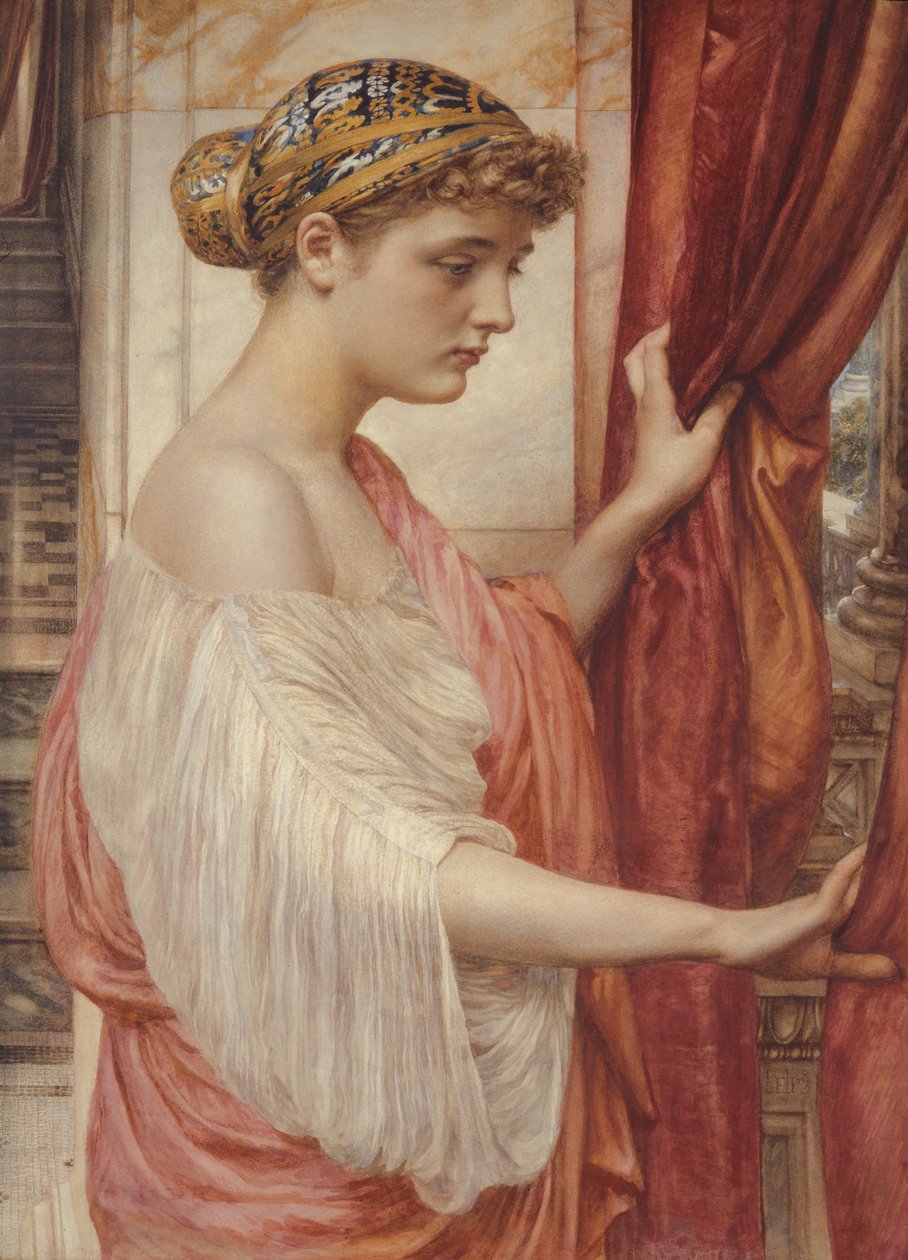 Vid fönstret, 1884 (wc på papper) av Edward John Poynter