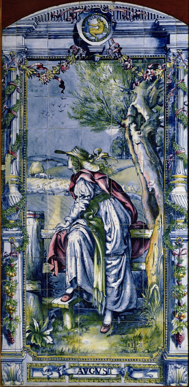 August, från en serie kakelpaneler för det holländska köket, 1867-8 av Edward John Poynter