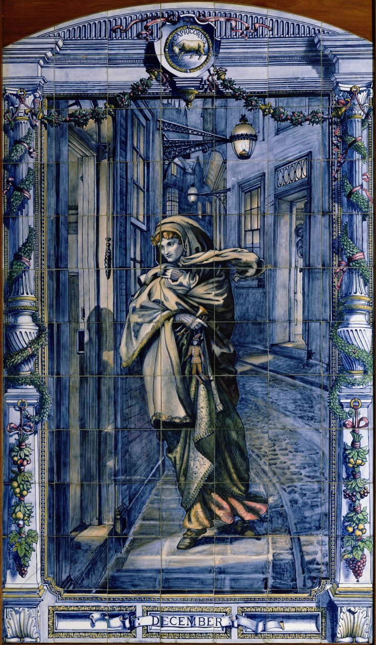December, från en serie kakelpaneler för det holländska köket, 1867-8 av Edward John Poynter