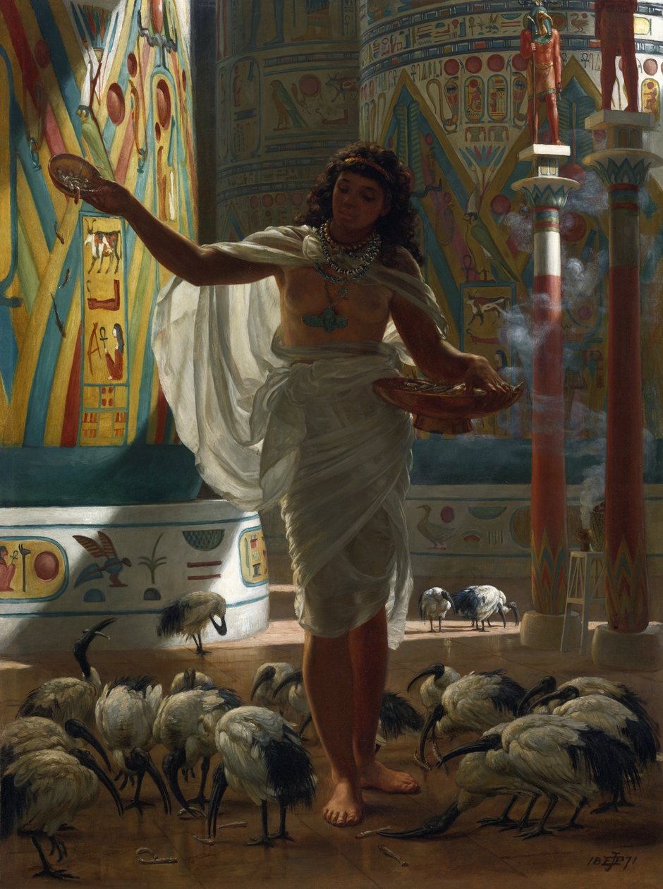 Mata den heliga Ibis i Halls of Karnak par Poynter, Edward John (1836-1919) av Edward John Poynter