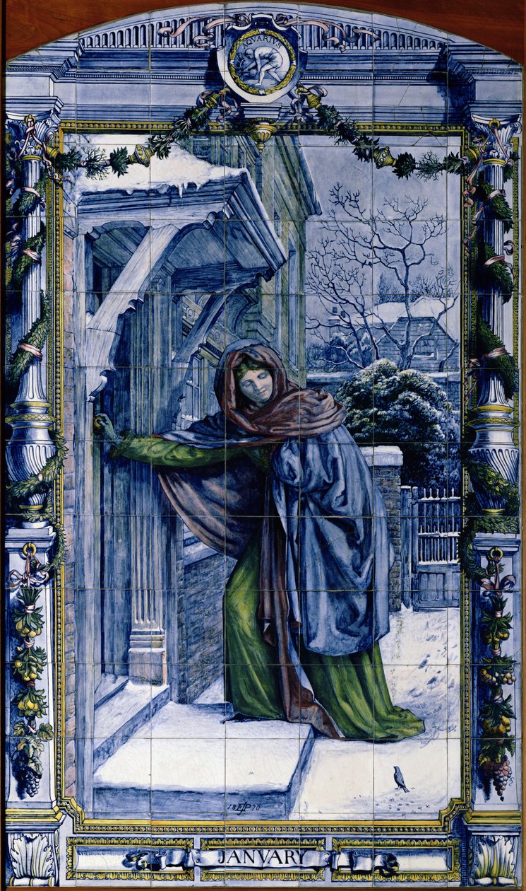 Januari, från en serie kakelpaneler för det holländska köket, 1867-8 av Edward John Poynter