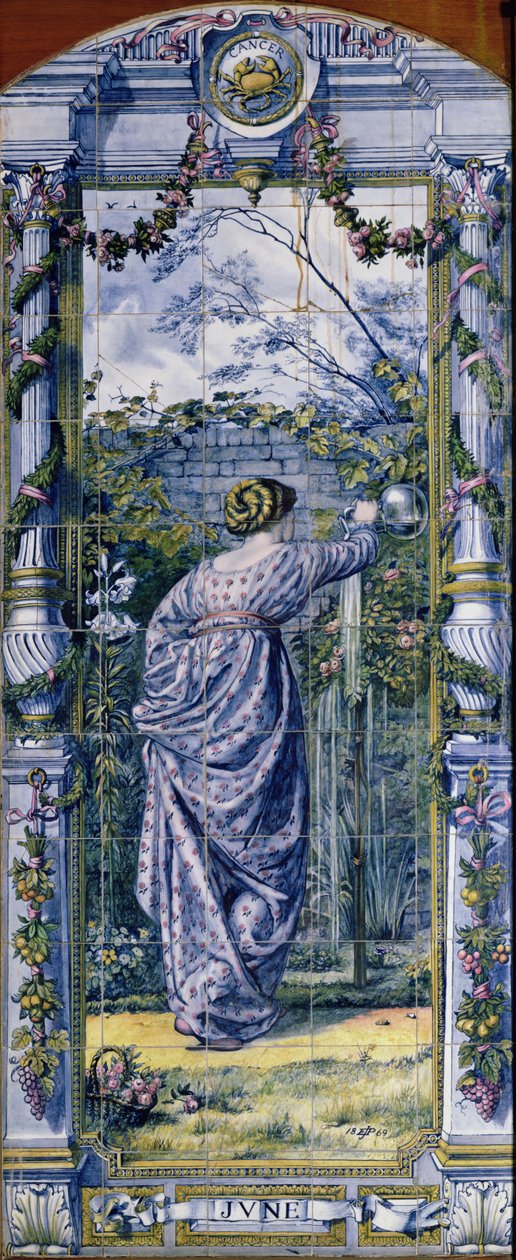juni, från en serie kakelpaneler för det holländska köket, 1867-8 av Edward John Poynter
