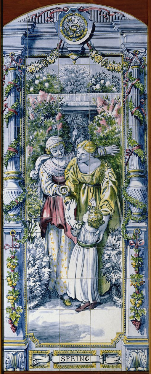 Spring, från en serie kakelpaneler, designade av Sir Edward Poynter och gjorda av Minton, Campbell and Company, för Dutch Kitchen, 1867-8 (keramik) av Edward John Poynter
