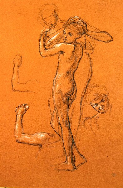 Study for Idle Fears (II), 1893 (krita på papper) av Edward John Poynter
