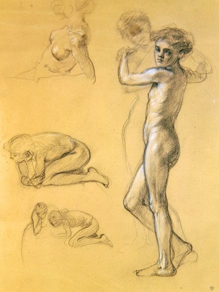 Study for Idle Fears (III), 1893 (krita på papper) av Edward John Poynter