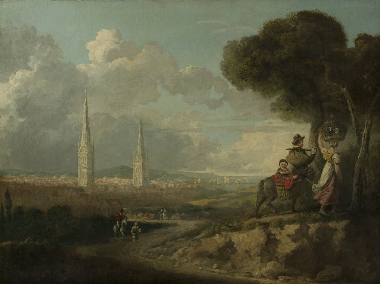 Coventry från Hillfields, ca 1807 av Edward Junior Rudge