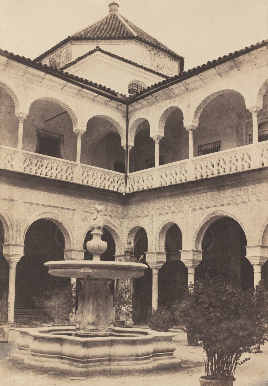 Spanien. Sevilla, innergården till hertigens hus av Medina Celi känd som Pilatus hus, 1853. av Edward King Tenison