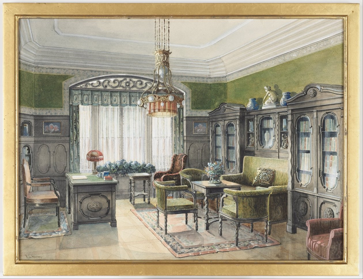 Bibliotekets interiör av Edward Lamson Henry