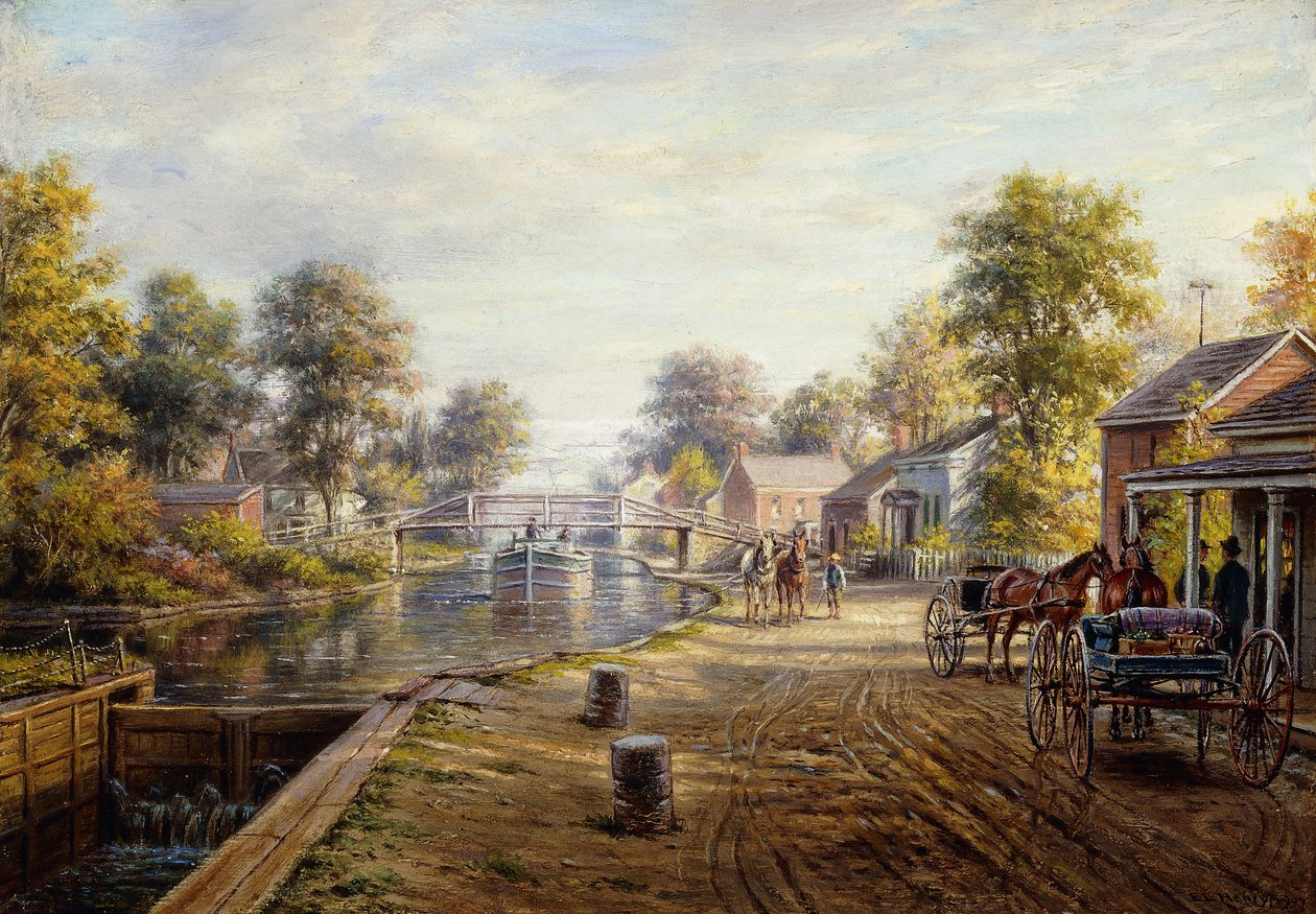 Scen längs Delaware och Hudson Canal, 1907 av Edward Lamson Henry