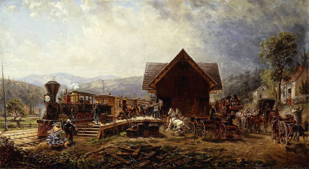 Klockan 9.45 Accomodation, Stratford, Connecticut, 1864 av Edward Lamson Henry