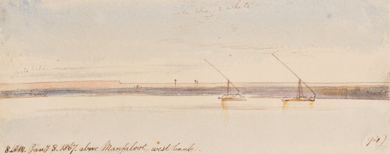 Ovanför Manfaloot; kl. 08.00, den 8 januari 1867 (94) av Edward Lear
