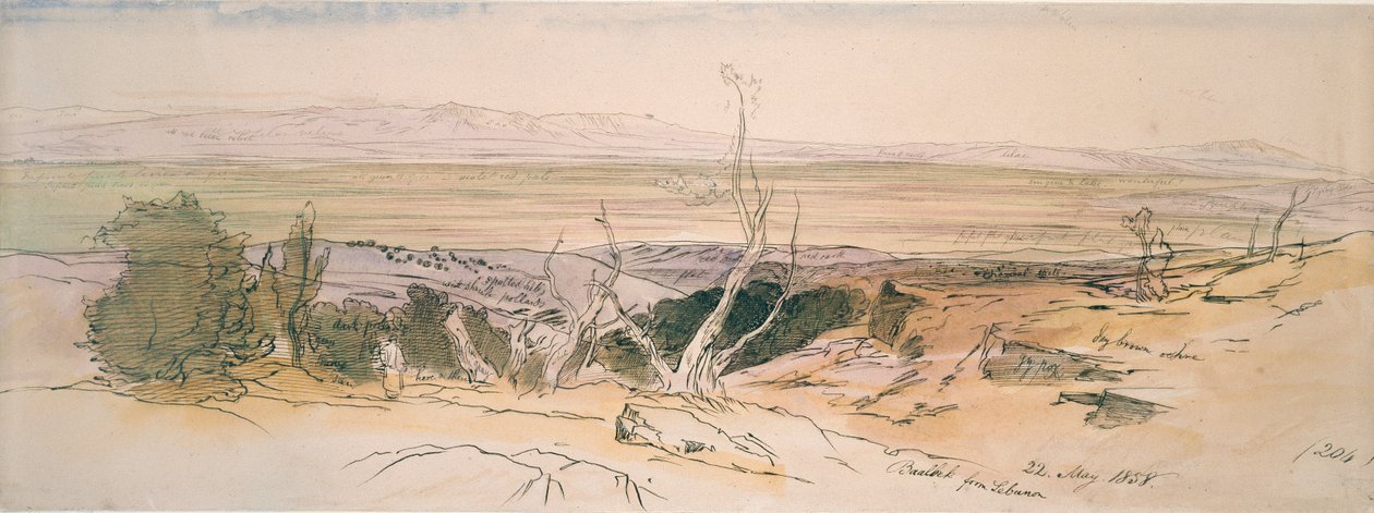 Baalbek från Libanon, 1858. av Edward Lear