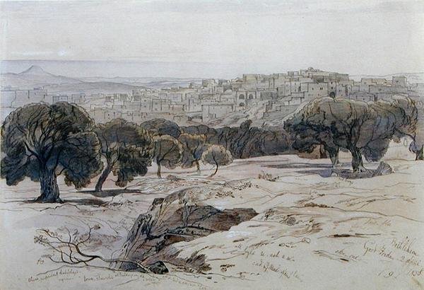 Betlehem - Långfredagen den 2 april 1858 (penna, bläck och akvarell på papper) av Edward Lear
