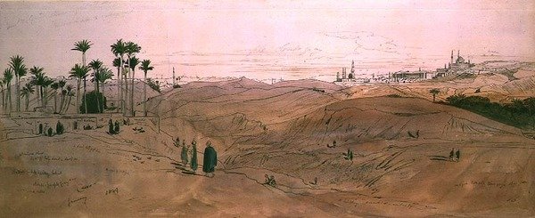 Kairo (penna & bläck och akvarell på papper) av Edward Lear